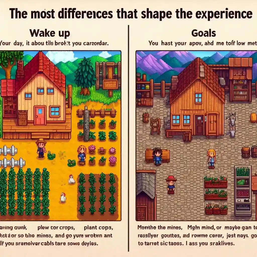 Daily activities and goals in Stardew Valley compared